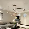 Minimalist Modern Led Chandelier Home Lighting Brushed Rings Ceiling Mounted Chandelier Lighting Hanging Lamp Gold&Black Frame 3