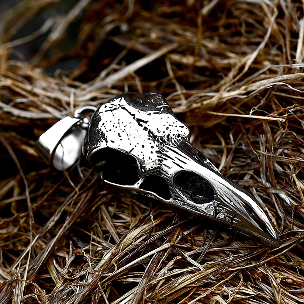 Mode Nordic Viking Crow Kopf Odin Anhänger Halskette Für Männer 316L Edelstahl Punk Hip Hop Jugendliche Tier Persönlichkeit Schmuck – Detail 9
