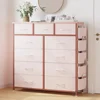 Dresser for Bedroom with 11 Drawer, Dressers & Chests of Drawers with Side Pockets, Hooks, Fabric Storage Drawer 1