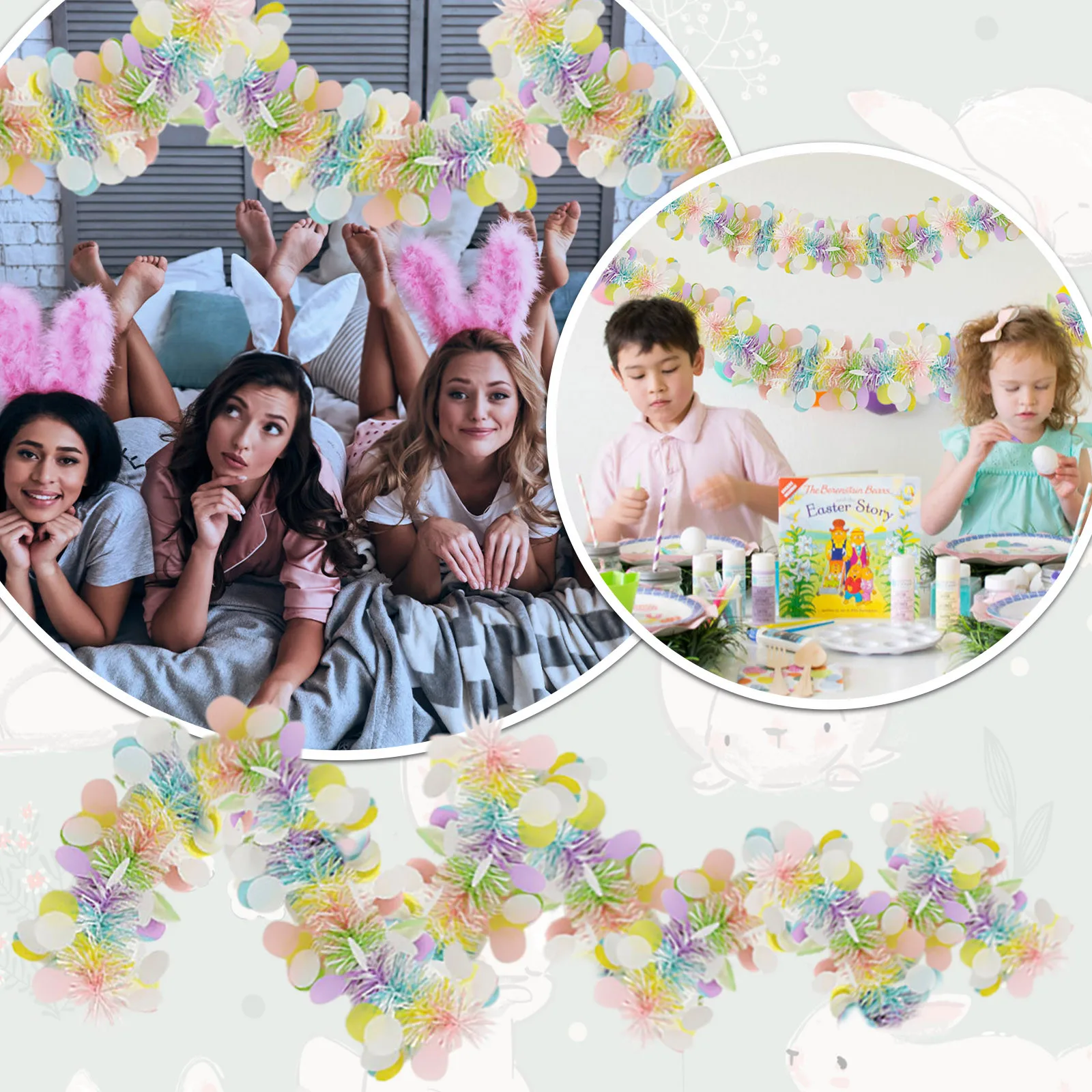 

2m Easter Decoration Ribbon Garland DIY Ornaments Colorful Strips For Tree Bar Tops Wedding Birthday Party Decoration Supplies