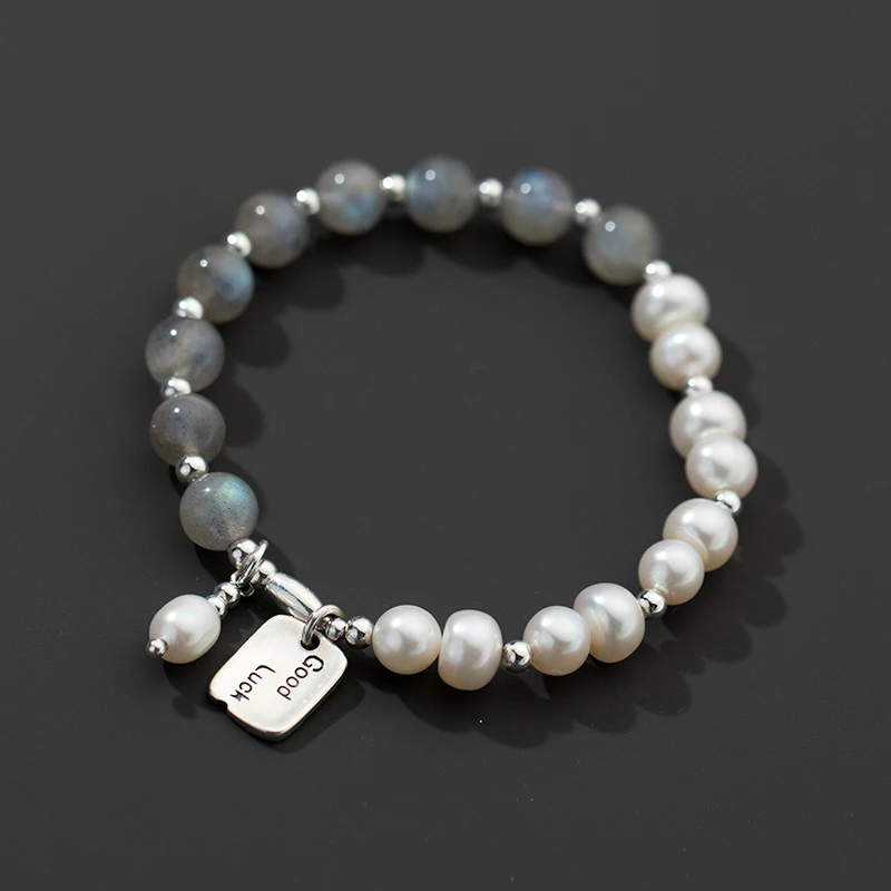 Pearl Bracelet Platinum Plated Black and White