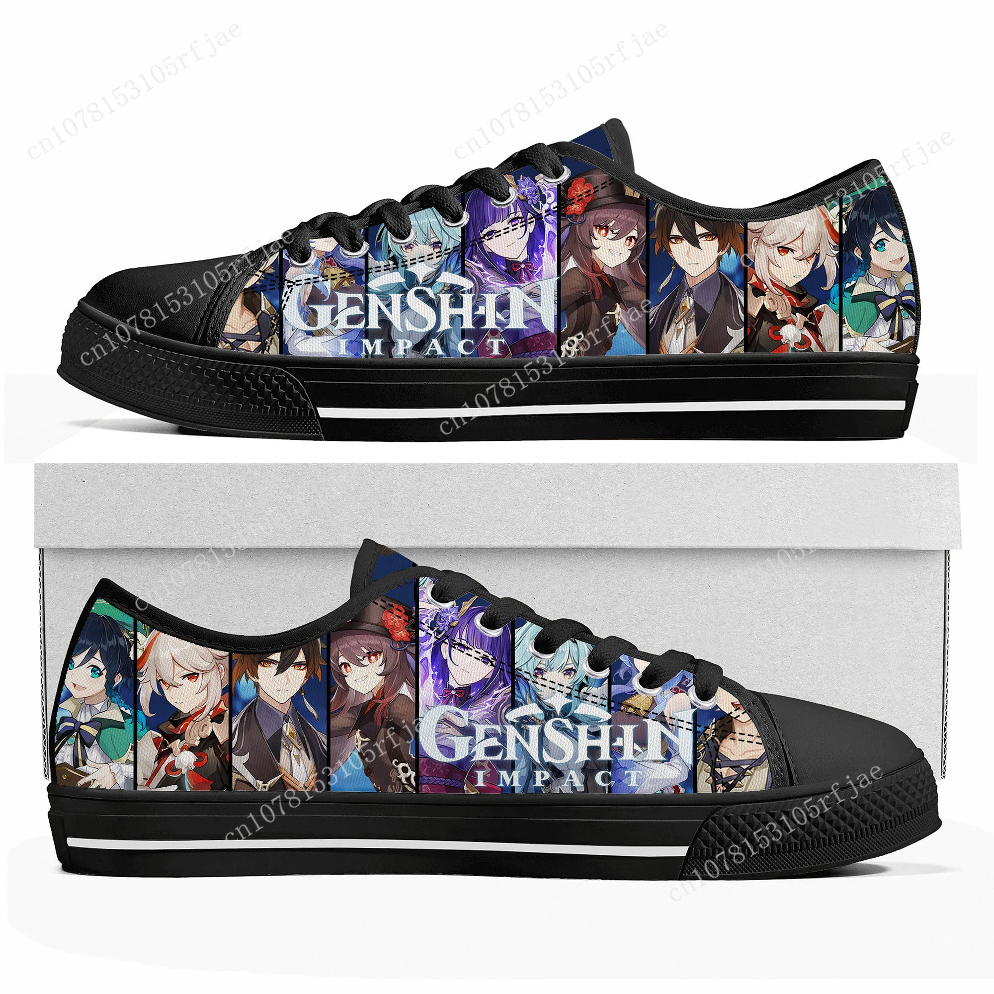 

Anime Cartoon Game Genshin Impact Low Top Sneakers Womens Mens Teenager High Quality Shoes Casual Tailor Made Canvas Sneaker