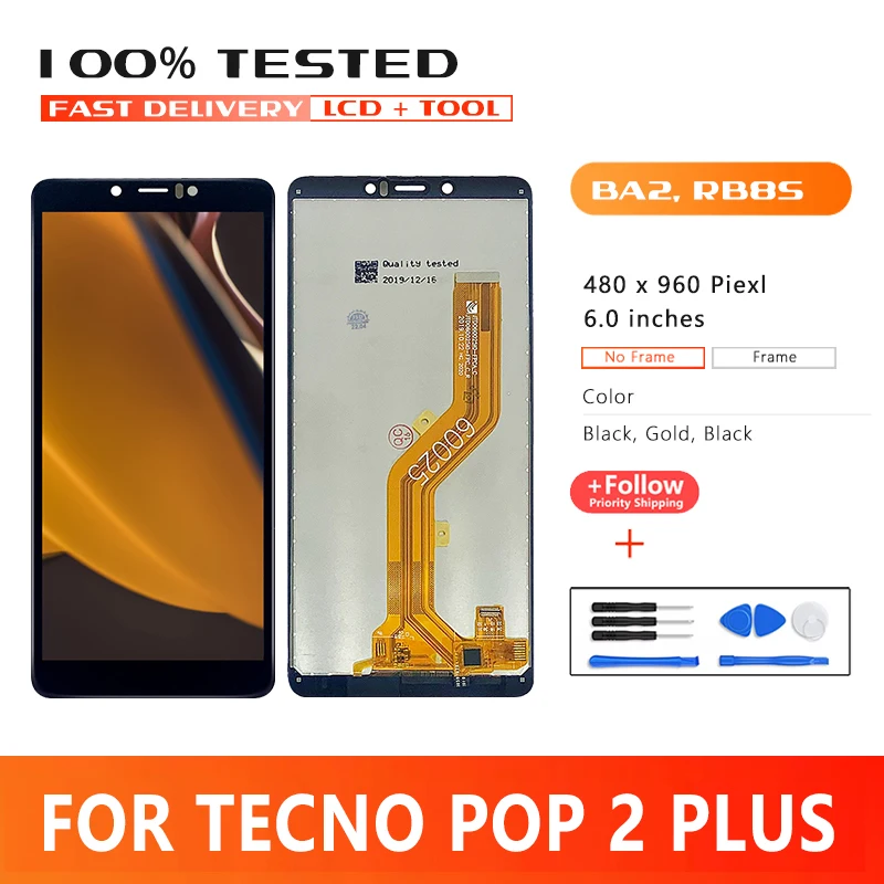 

ЖК-дисплей 6,0 дюйма для Tecno Pop 2 Plus BA2, ЖК-дисплей с сенсорным экраном для Tecno Pop 2 Plus BA2, запасные части