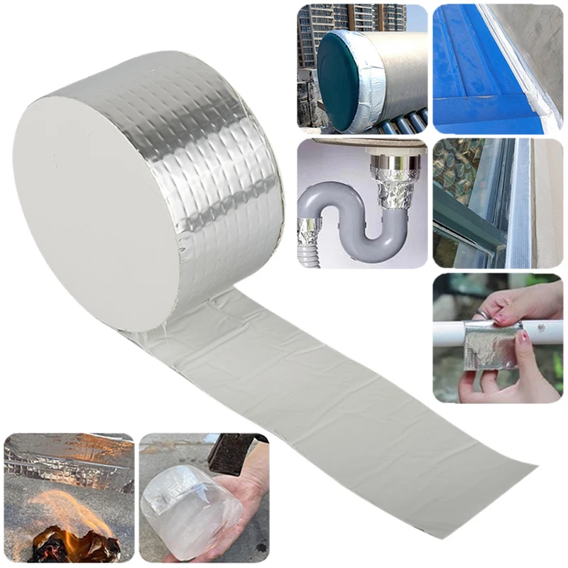 Waterproof Aluminum Foil Butyl Rubber Tape Strong Roof Repair Adhesive Sealant Durable High and low-temperature resistance Tape