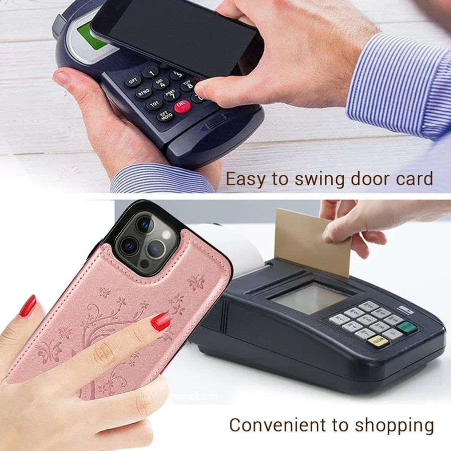 Wallet Butterfly Embossing Slot Magnetic Flip Leather Case For iPhone 16e 16 Pro Max 15 14 13 12 11 SE 2 X XR XS 8 7 Plus Cover 2