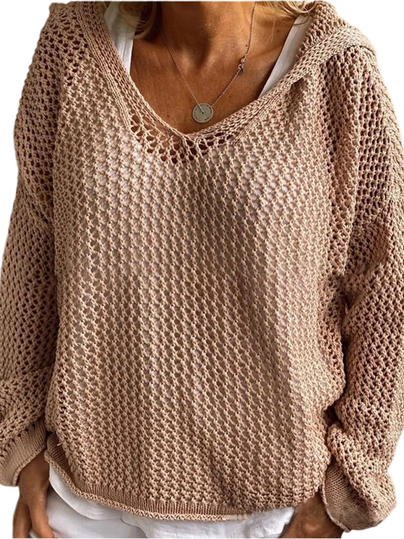 

Женский пуловер, вязаный весенний свитер с длинным рукавом, женская футболка, повседневная женская одежда с вырезами