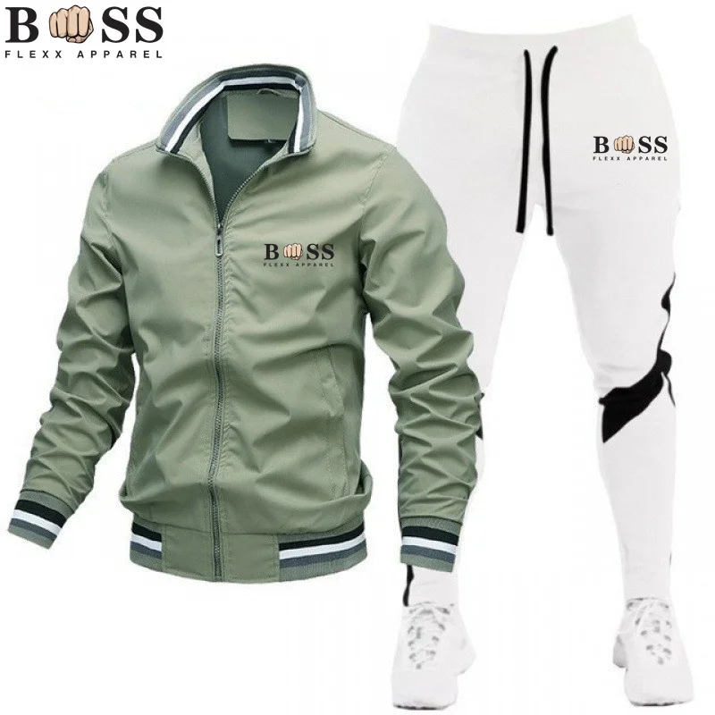thumbnail image 1 of 2024 Conjuntos de chándal para hombre Conjuntos de sudadera y pantalones de chándal con cremallera y cuello alto Traje deportivo para correr Fitness, 1 of 5