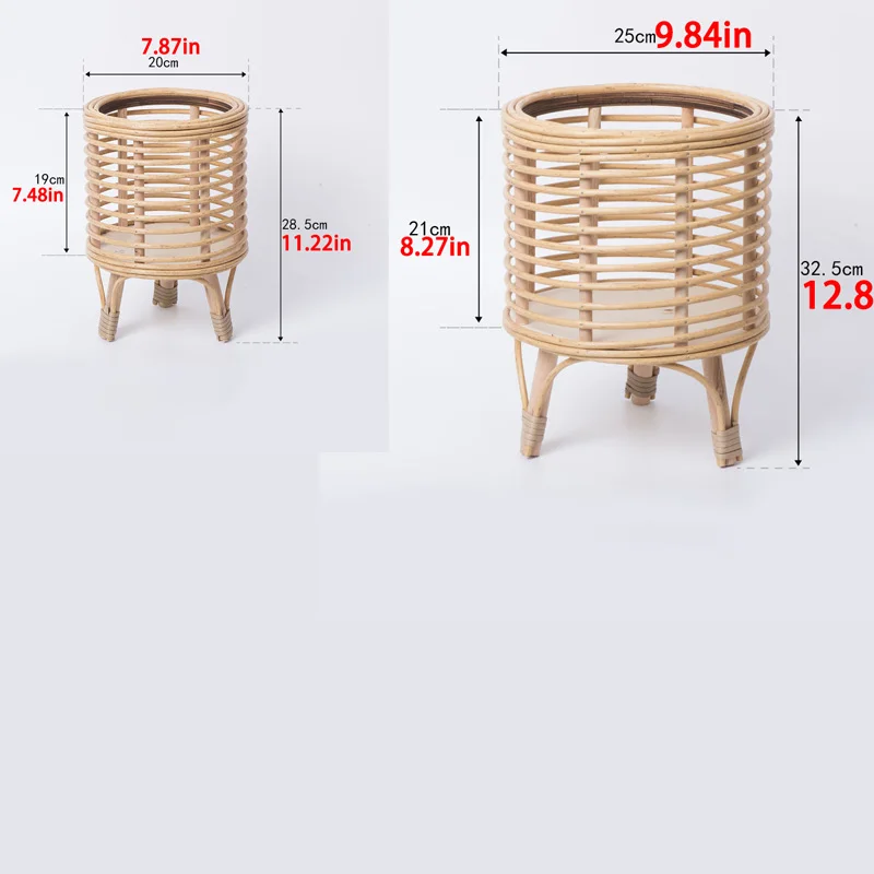 Planter Stand Basket Planter Holder Wooden Floor Plant Stand Flowerpot Rack Woven Flower Pot Stand, for Entrance Farmhouse