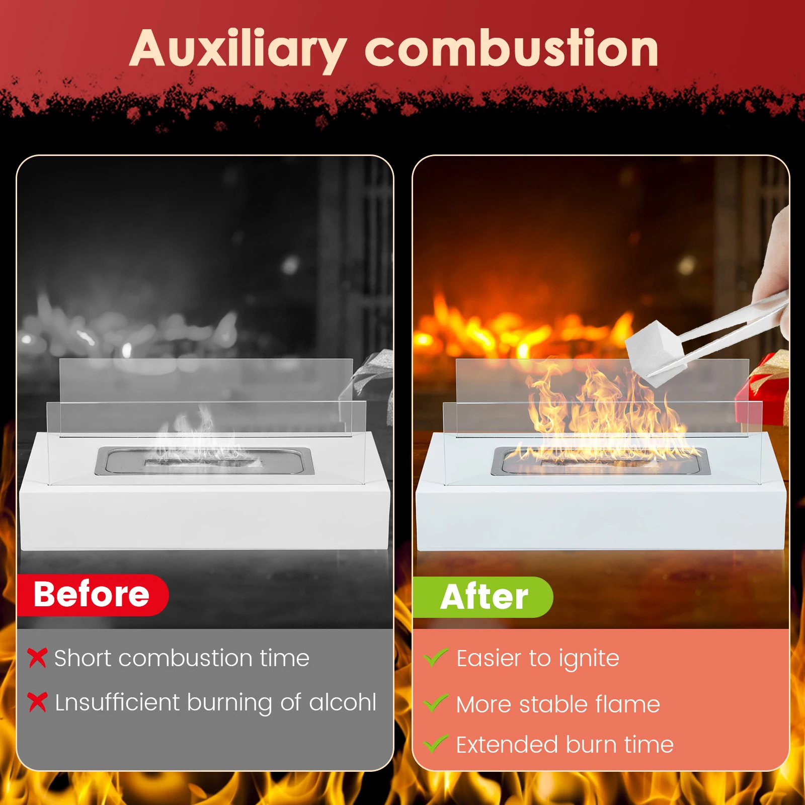 Tabletop Fire Pit Temperature Resistant Ceramic Wool Wick Sponge Extend Burning Time 48Pcs