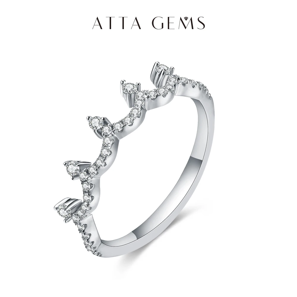 

ATTAGEMS D VVS1 Color Moissanite Matching Band Rings Solid 925 Sterling SIlver for Women Engagement Wedding Jewelry Party Gift