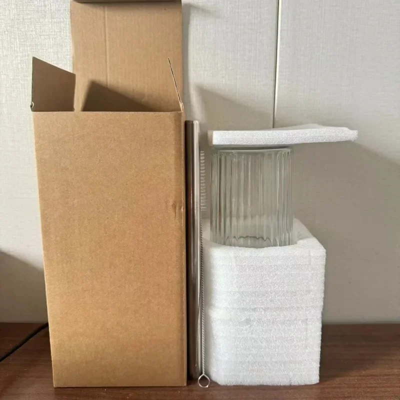 600ML 20oz Glass Cup With Lid and Straw Transparent Bubble Tea Cup Juice Glass Beer Can Milk Mocha Cups Breakfast Mug Drinkware