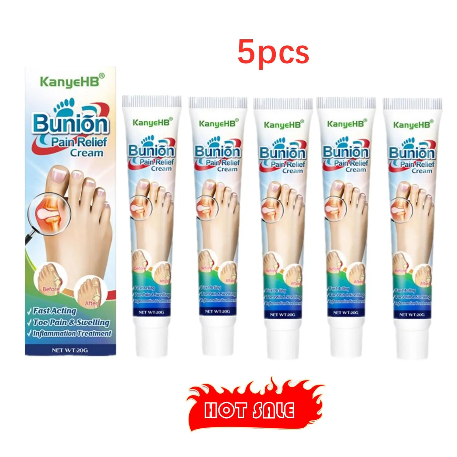 

5pcs Bunion Treatment Ointment Toe Joint Pain Relief Gout Stiffness 20g Treat Arching Limb Cream Pain Anti-infl Arching Limb
