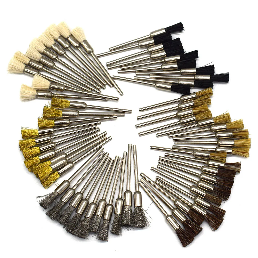 10 Stück Polier räder Borste Stahl Messing Draht Stift Form Bürsten Schmuck Schleif bürste Dremel Zubehör für rotierende Werkzeuge