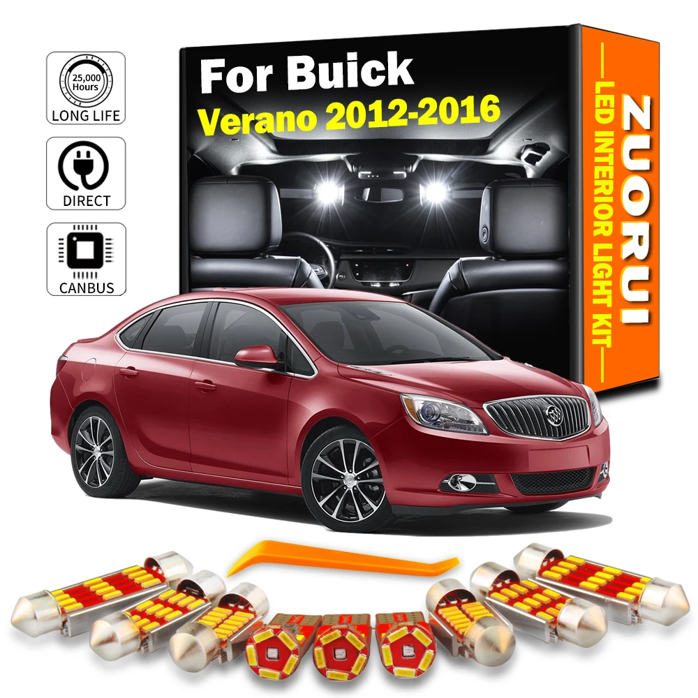 

Автомобильная светодиодная лампа ZUORUI 13 шт. Canbus, для салона автомобиля, карты, купольного освещения багажника, комплект для Buick Verano 2012 2013 2014 2015 2016 светодиодный ные лампы