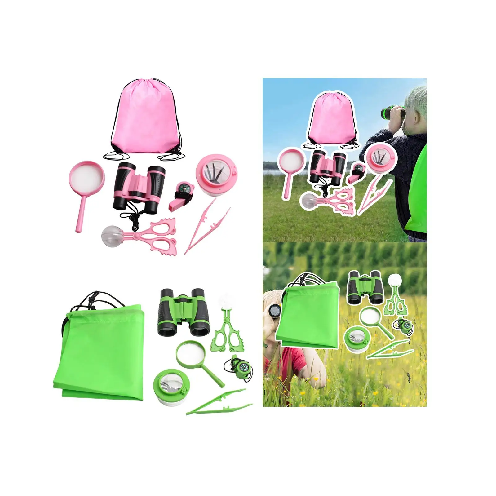7 Pieces Nature Exploration Kits Backpack for Backyard Kids Camping Gear Hiking Outdoor Activities Ages 3 4 5 6 7 8 Years Old 6