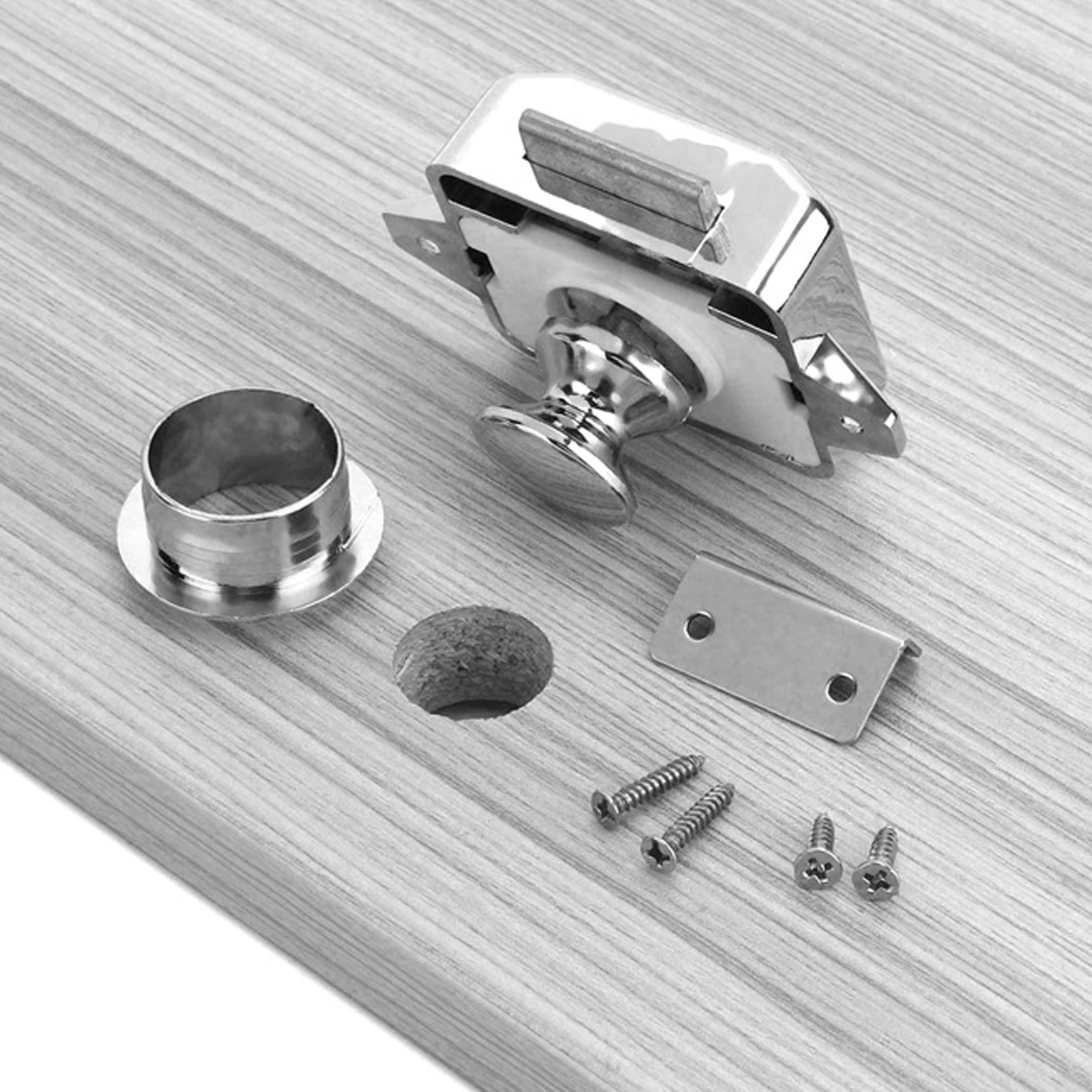 26mm Push Button Latch Cabinet Door Catch Keyless Cupboard Locks RV Yachts Motorhome Camper Caravan Screws and Lock Caps