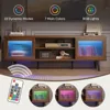 TV Stand for 75Inch TV,63” LED Entertainment Center with Sliding Acylic Doors,Mid Century Modern TV Console with Storage Shelves 2