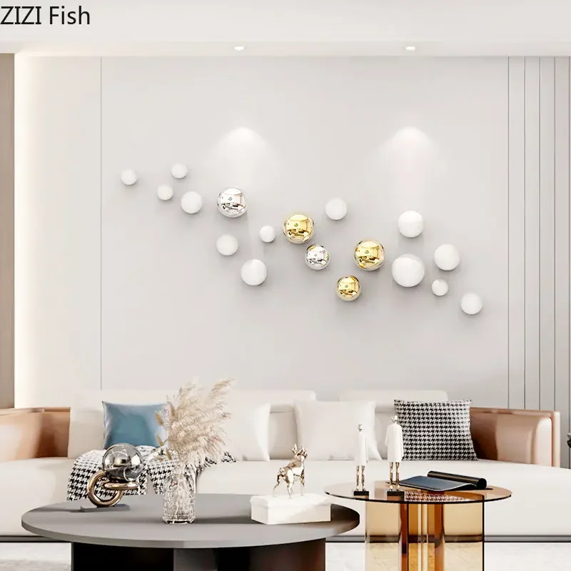 Simplicity Gold-plated Ball Wall Decoration Hanging Ornaments Room Aesthetics Decor Pendants Living Room Wall Background Display 3