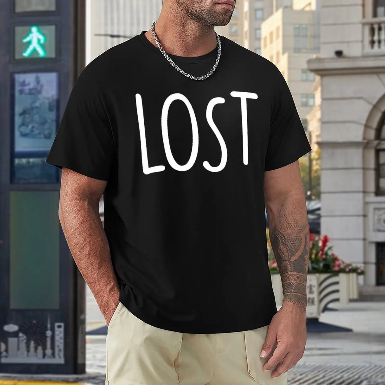 

Novelty LOST Quotes Drama Tv Show Sci-Fi Numbers 7 T-shirts top Quality Travel USA Size