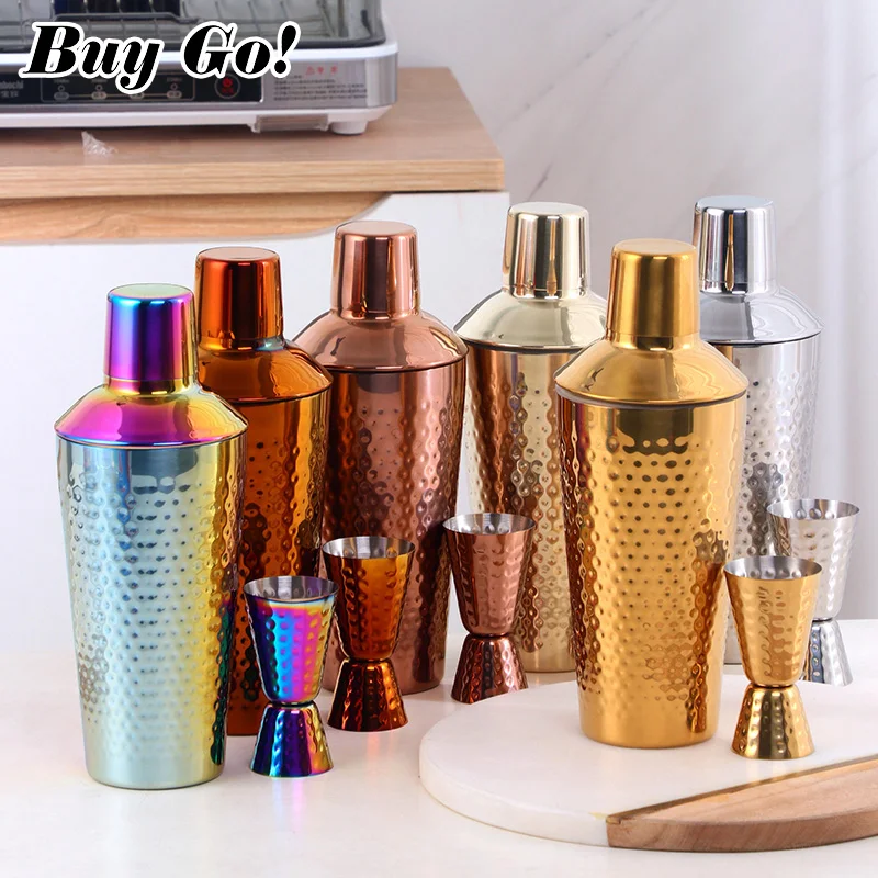 1-2PCS Stainless Steel Cocktail Shaker Mixer Wine Martini Boston Shaker with Measure Cup For Bartender Drink Party Bar Tools