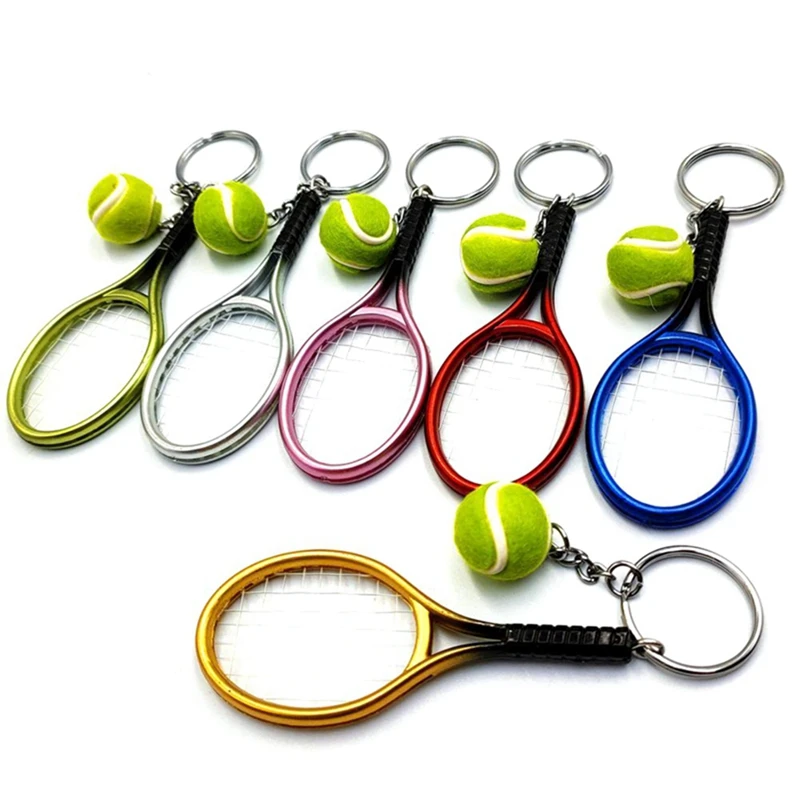 

18Pcs Mini Tennis Racket Ball Keychain Pendant Bag Accessories For Bag Sport Advertisement Fans Souvenirs Key Ring