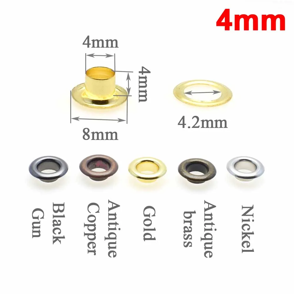 100 Pcs/Pack Metal Eyelets Grommets 3MM 4MM 5MM for Leather Craft DIY Scrapbooking Shoes eyelet grommet ring kit eyelet grommet ring grommet eyelet kit screw back eyelets