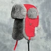 Russia Winter Real fur Hat Unisex Outdoor Windproof Super Warm Real Rabbit Fur Bomber Hats Natural Soft Natural Rabbit Fur Caps 6