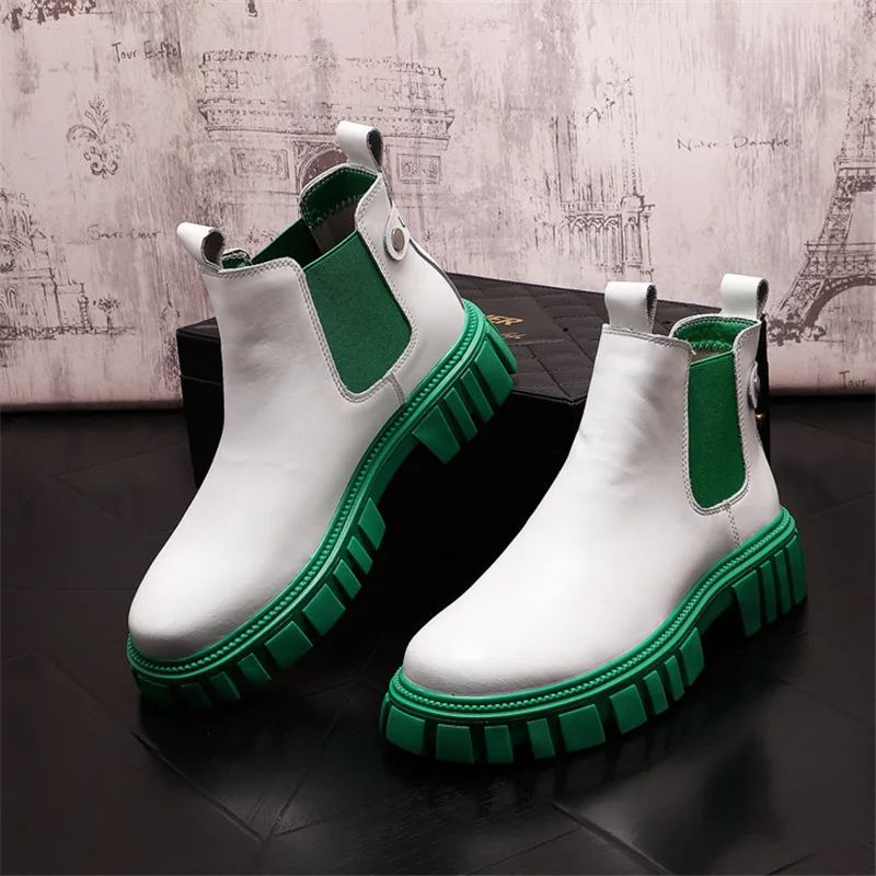 Fashion New Leather Men Casual high tops Shoes motorcycle boots Chelsea boots Young man work Zapatillas Hombre