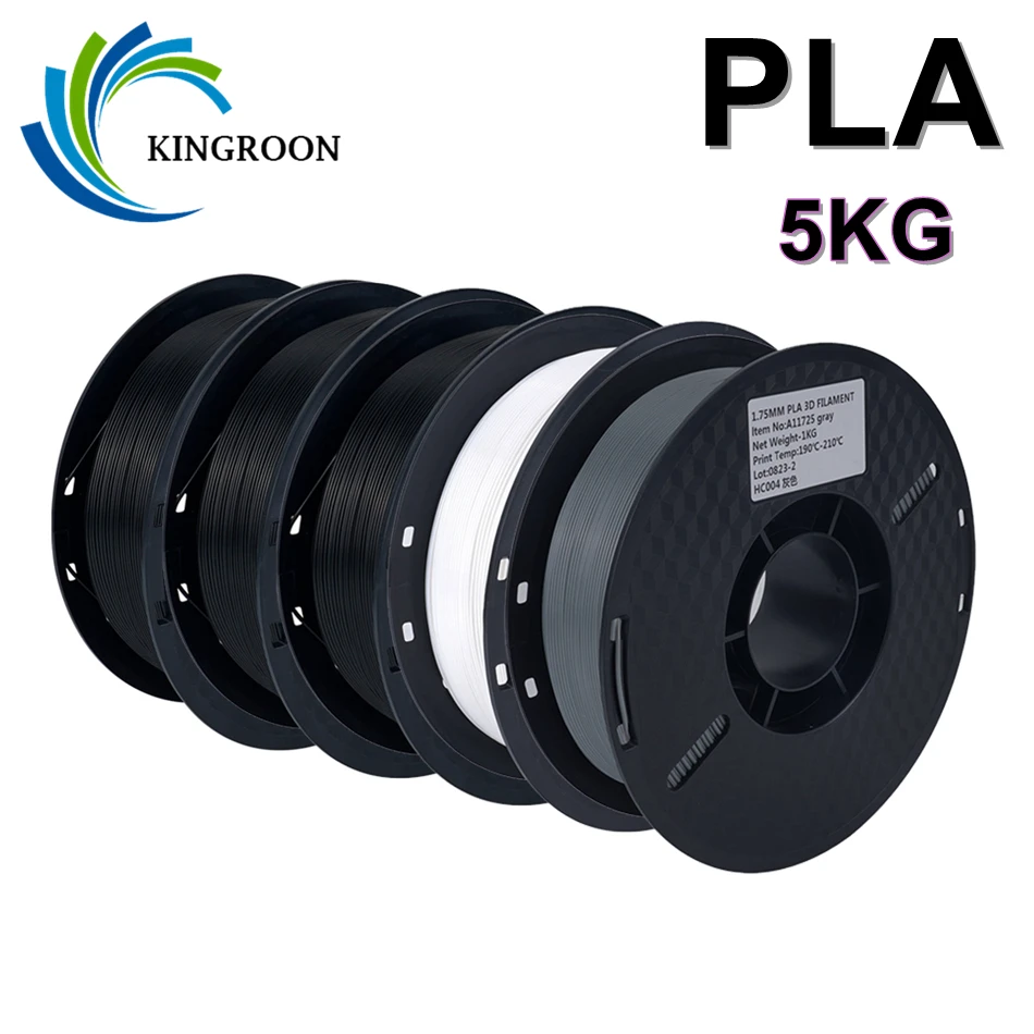 5KGPLAFilament175mmBlackWhiteGrayHighQualityToughness3D
