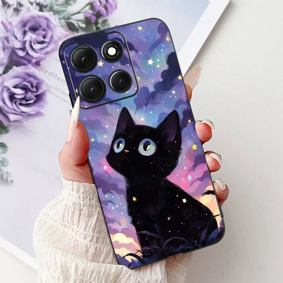 Floral Bamboo Cat Cartoon Soft Silicone Back Cover