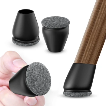 16 PCS Silicone Chair Leg Floor Protectors with Felt Pads – Furniture Feet Covers for Hardwood Floors 1