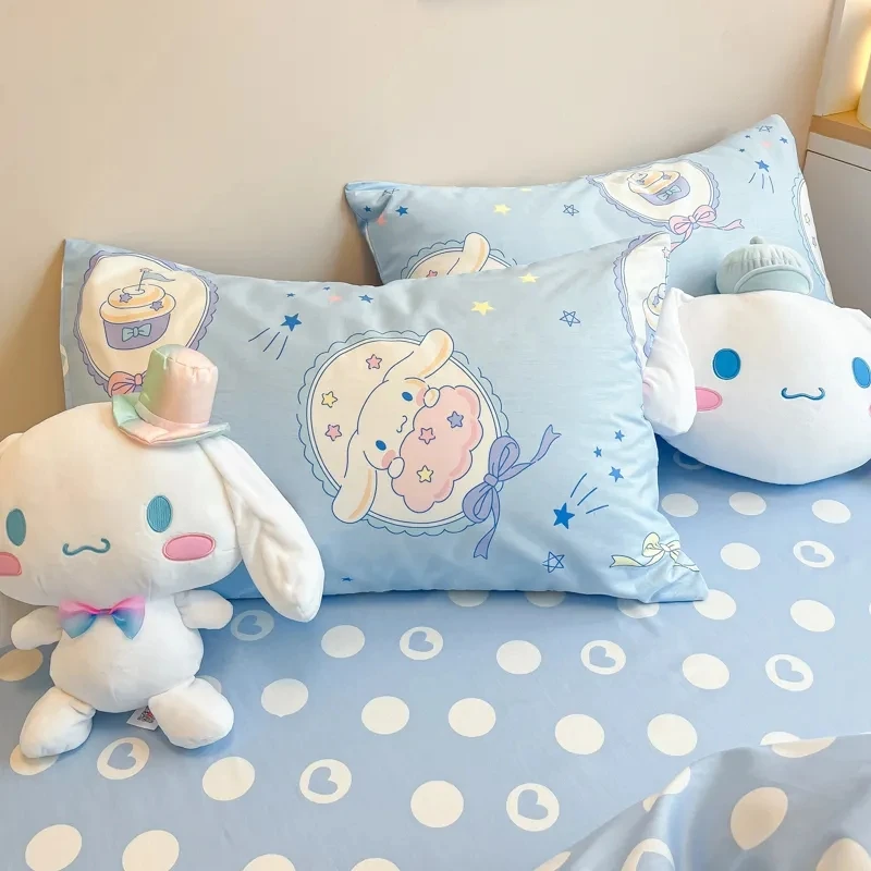 2pcs Sanrio Kawaii Cinnamoroll Pillowcase Anime Kuromi New Cotton Pillowcase GirlHeart Pillow Core Protective Cover Cute Bedding dvotinst newborn baby photography props lace retro posing pillow bonnet hat 2pcs fotografia accessories studio shoots photo prop