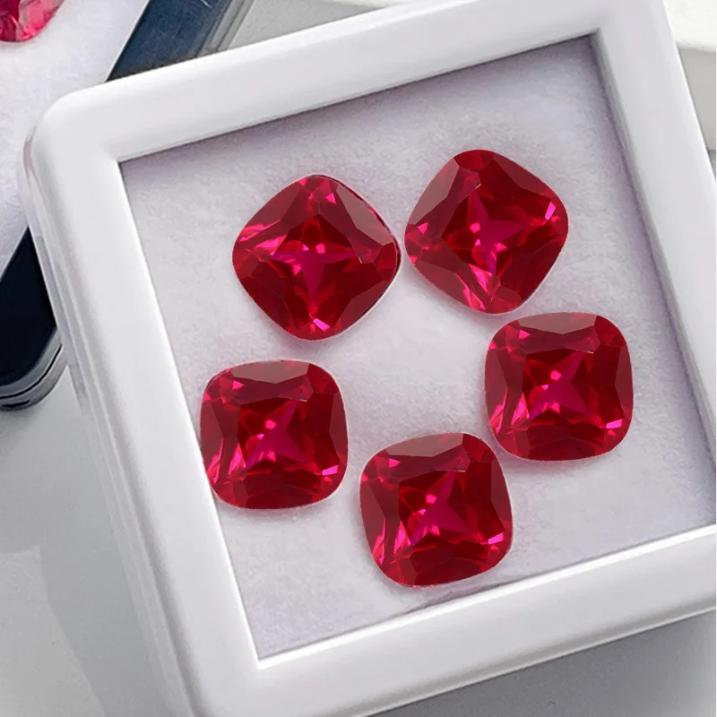 Pretty Ruby Square Cut VVS Bulk Gemstones For Jewelry Making Collection Gifts DIY