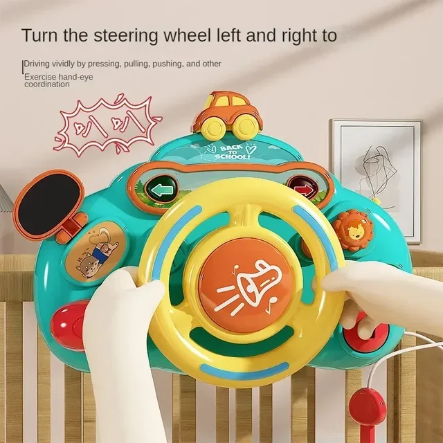 Jouet électrique pour bébé de 0 à 36 mois, simulation de voiture de conduite, copilote, volant, poussette, jouets éducatifs précoces pour tout-petits 3