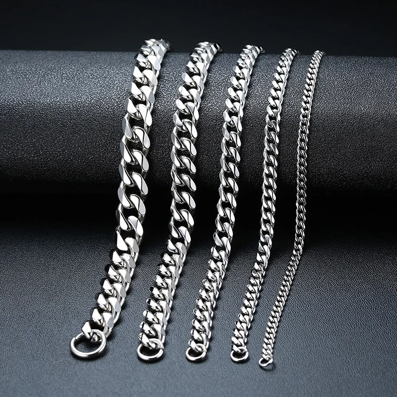 Chain Bracelet Vnox Wholesale 3-11mm Chunky Miami Curb Chain Bracelet for Men, Stainless Steel Cuban Link Chain Wristband Classic Punk Heavy