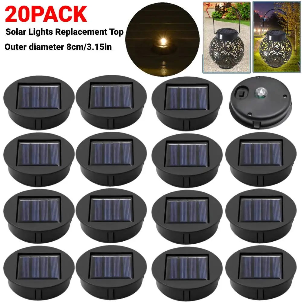 6 Stuks Zonne-verlichting Vervanging Top 7 Solar Lantaarn Onderdelen Led Zonnepaneel Lantaarn Deksel Verlichting Voor Buiten Opknoping