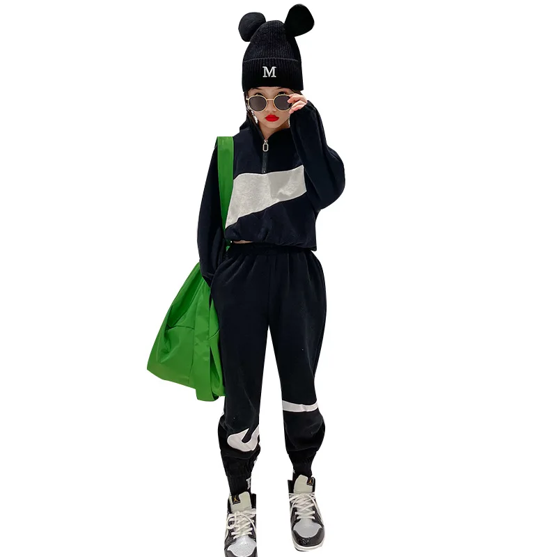 

Kids Girls Streetwear Hip Hop Jazz Stage Fashion Show Dance Clothing Long Sleeve Tshirt Short Style T-shirt Children Tee Shirt