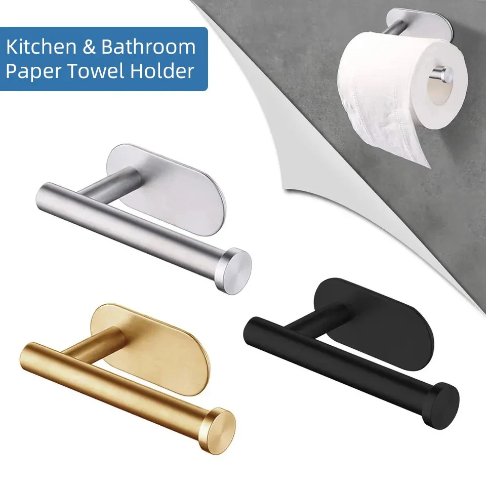 Paper Towel Holder Self Adhesive or Drilling Paper Towel Holder Stainless Steel Wall Mounted Paper Towel Holder Under Cabinet