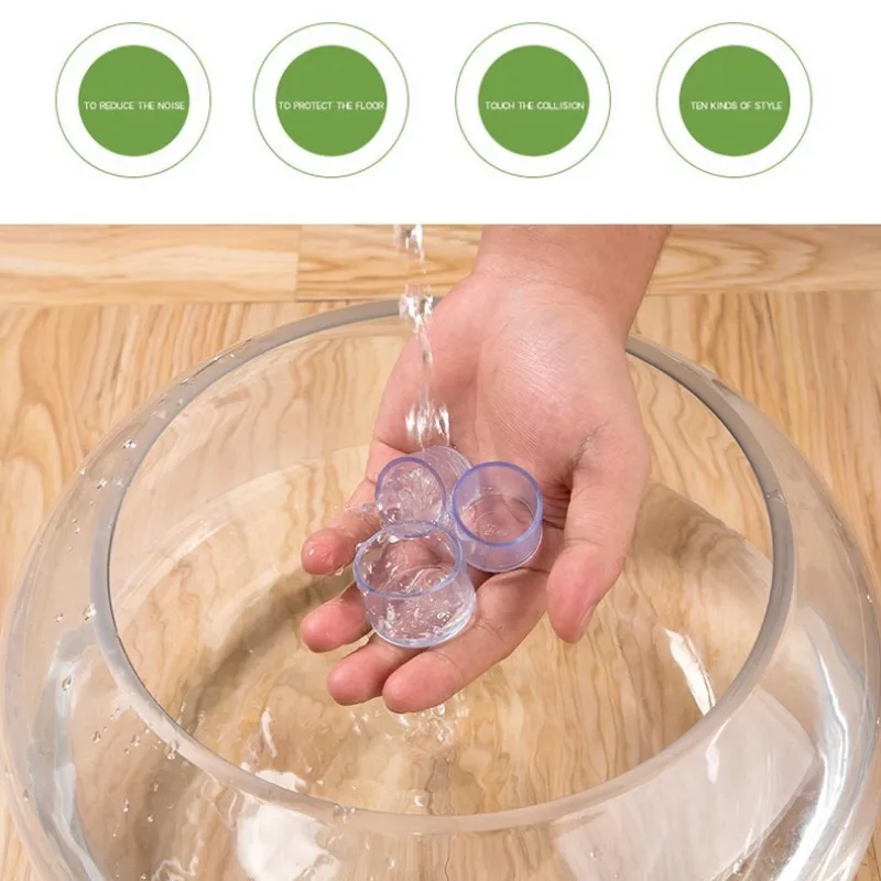 4Pcs Transparent PVC Table Chair Leg Feet Pad Caps Round Non-slip Feet Protector Pads Furniture Leveling Home Decor Furniture Leg Caps