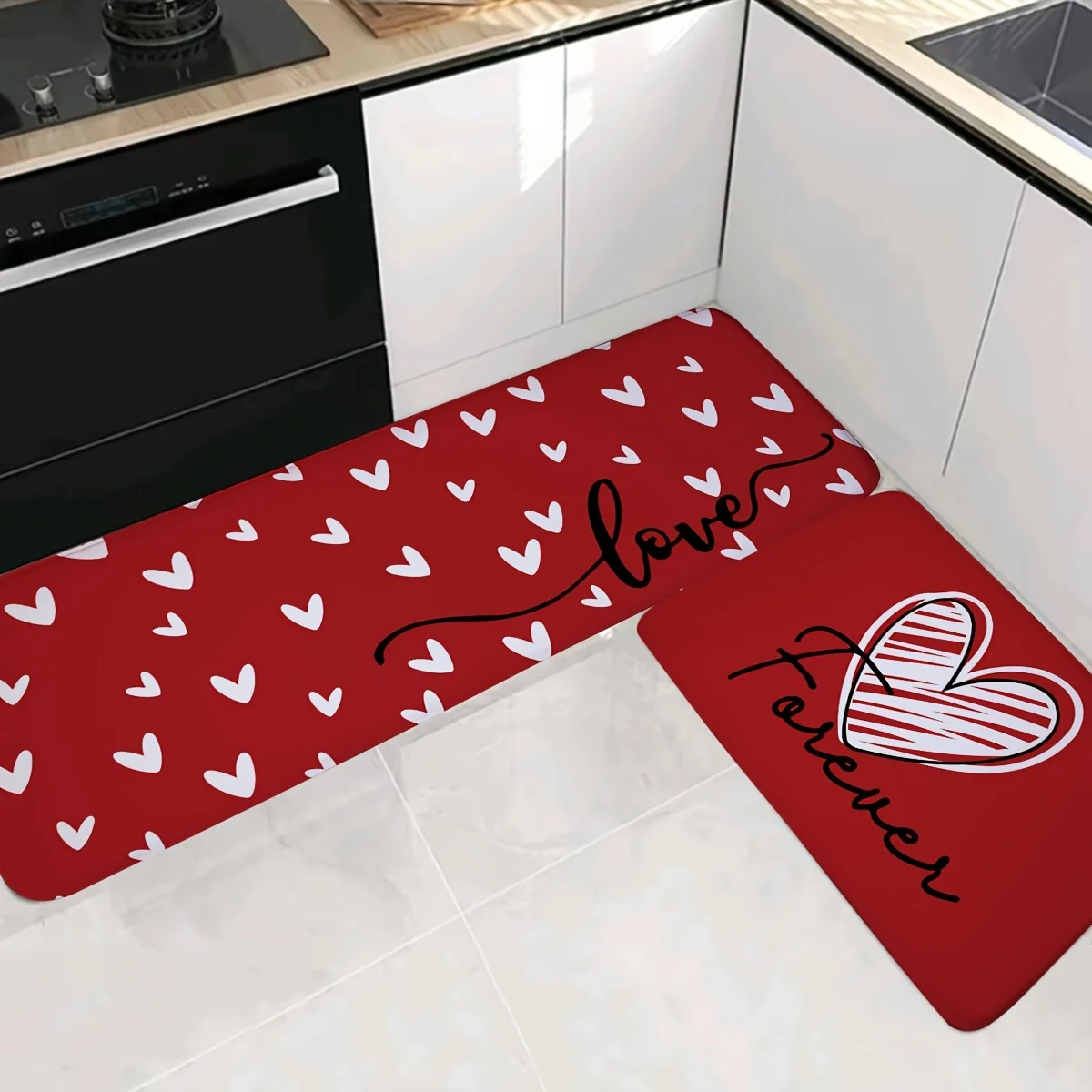 Romantic Heart Pattern Area Carpet for Bedroom Living Room Hallway Valentine's Day Kitchen Mat Non-slip Floor Mats Area Rug 4