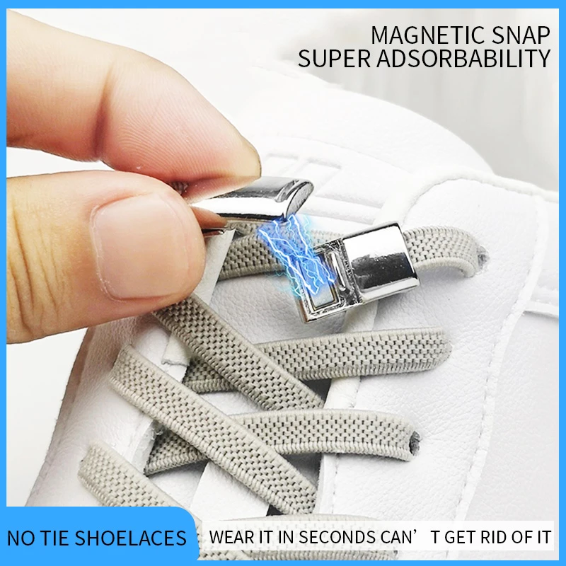 8mm 2023 No Tie Shoe Laces Press Lock Shoelaces Without Ties Elastic