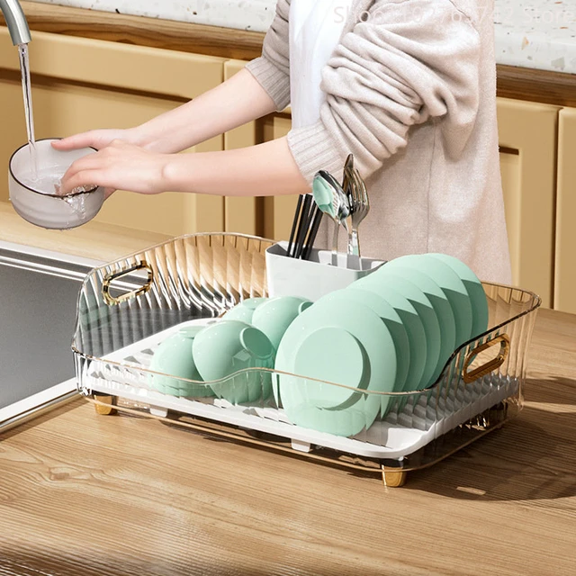 2 Tier Dish Bowl Drainer Storage Rack Kitchen Dish Drying Rack with Drain  Basket Countertop Dinnerware Organizer Drainboard - AliExpress