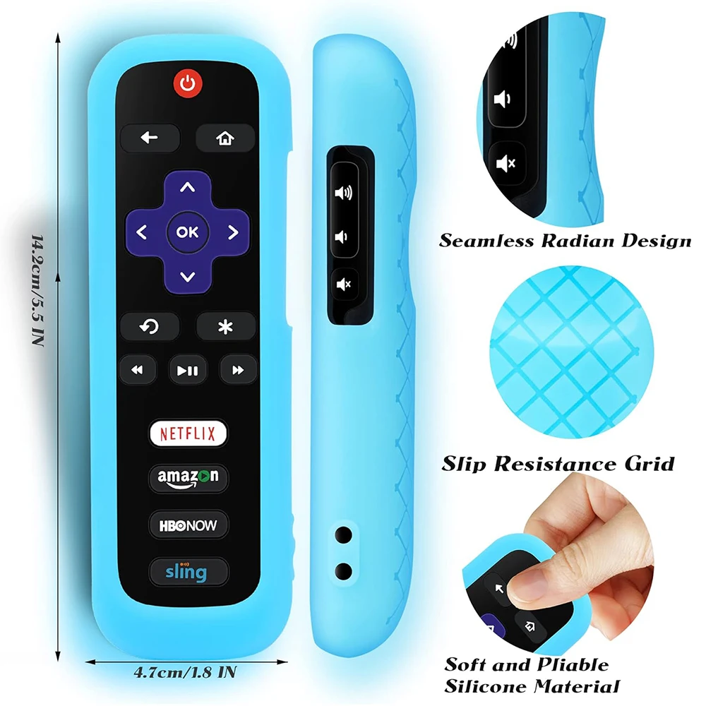 Suitable for Roku remote control cover anti slip and anti drop TCLRC280 luminous silicone protective cover silicone remote case silicone remote cover silicone remote sleeve remote controller cover silicone case protector