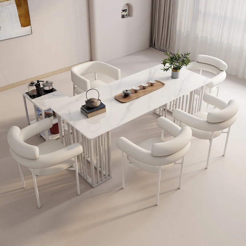 

Light Luxury Dining Room Sets Office Tea Combination Tea Table Set Living Room Balcony Table White Comedor Apartment Furniture