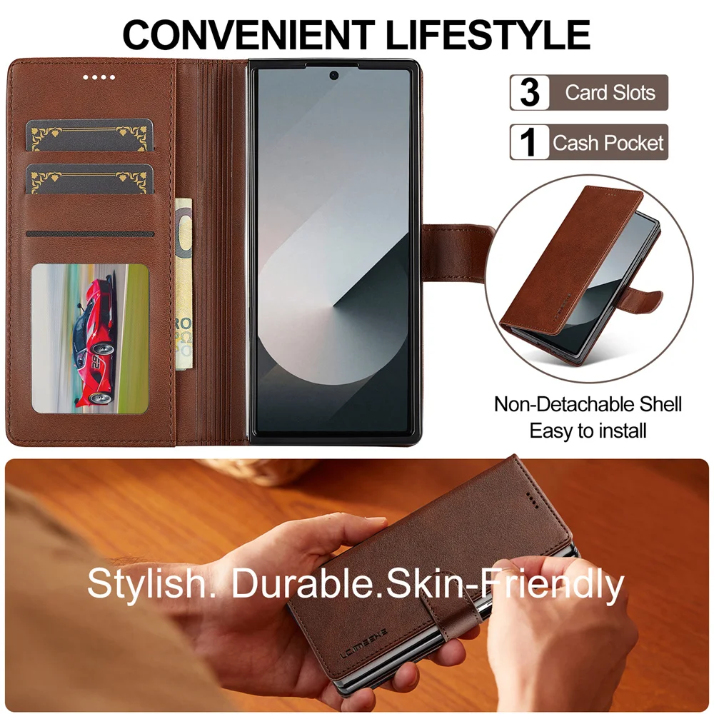 Premium Wallet Case with Card Holder - Flip Book PU Leather Cover