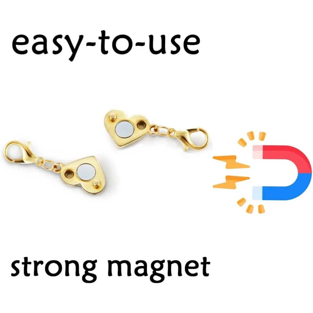Silver Heart-Shaped Magnetic Necklace Clasps and Closures - Elegant Clasp Converters