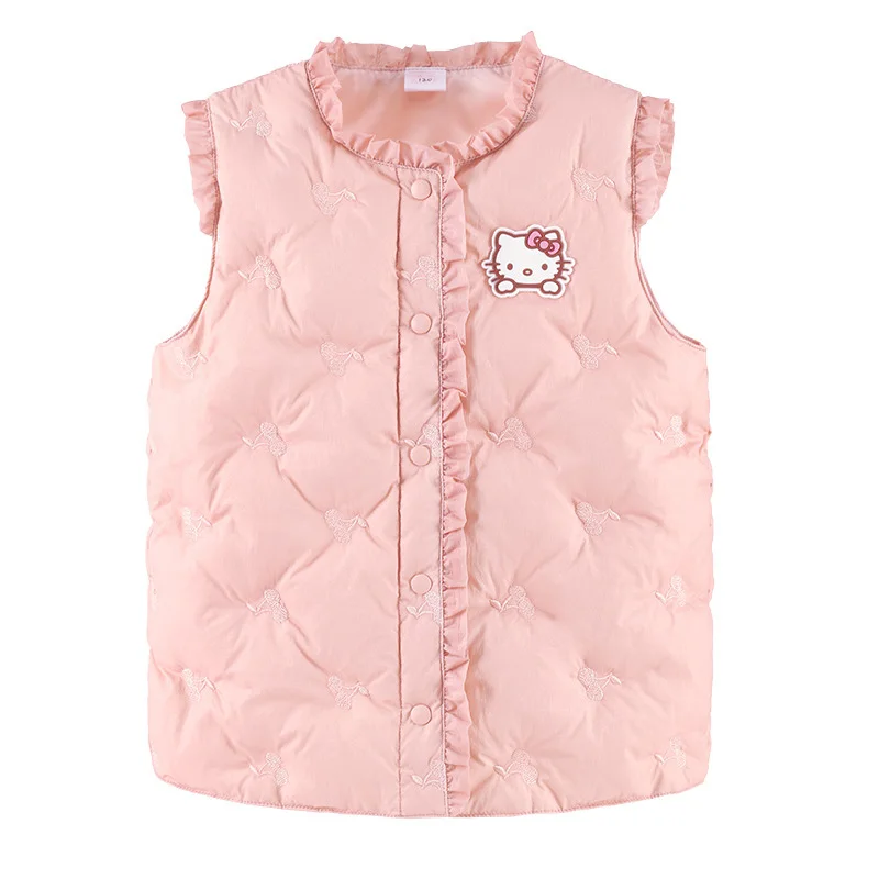 

Sanrio Hello Kitty Kids Down Vests Winter Children's Coat Thick Warm Lightweight Down Vests Boys and Girls White Duck Down