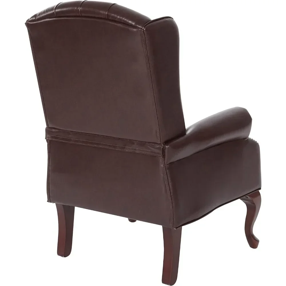 Traditional Queen Anne Style Chair with Thick Padded Seat and Lumbar Support Back with Royal Cherry Finish Wood Legs,Oxblood 5