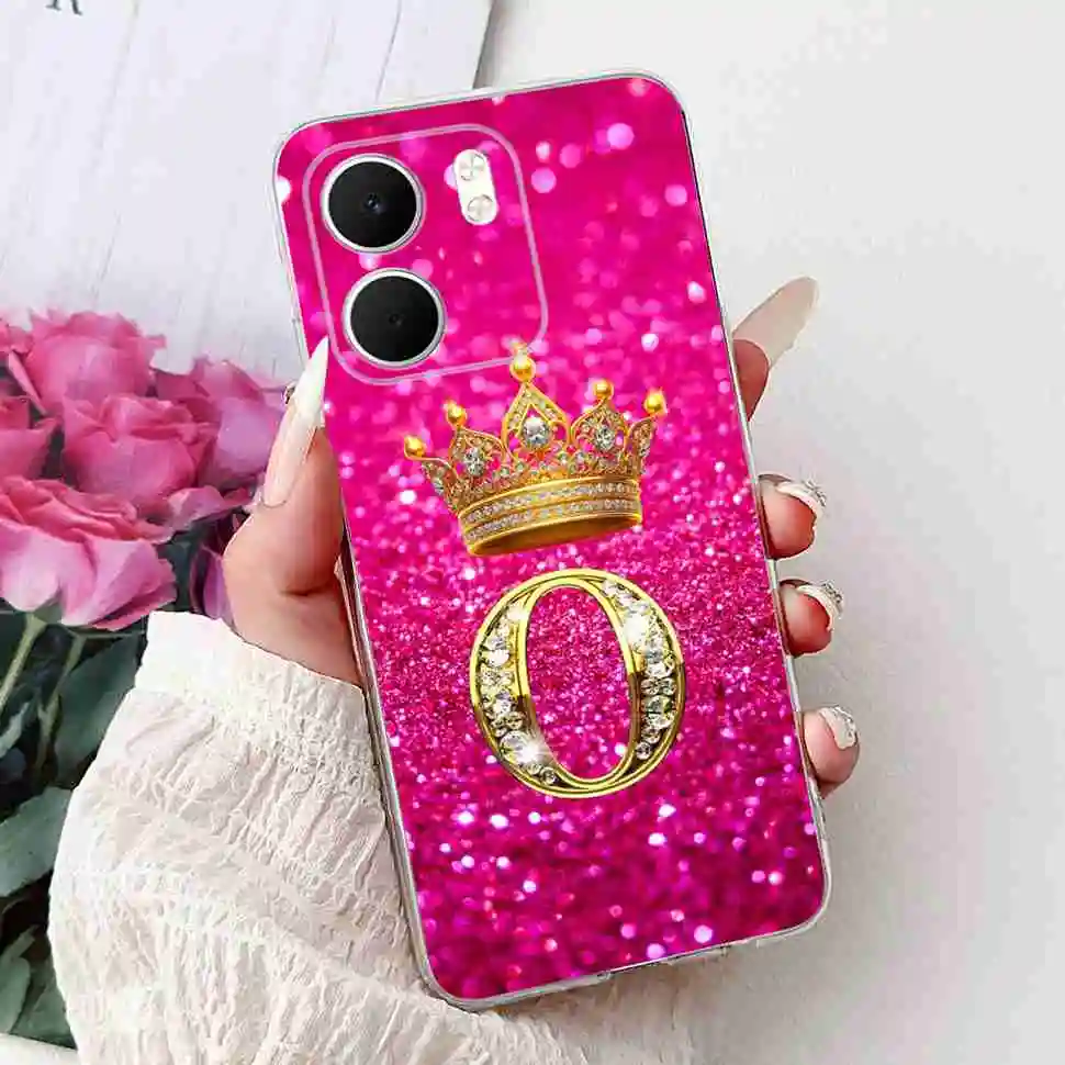 Fashion Flower Crown Soft Silicone TPU Phone Case Cover, A-Z Alphabet Design