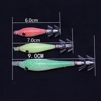 5PCS/bag 6cm7cm9cm Artificial Fluorescent Fishing Lures Squid Hook Cuttlefish Jigs Bait Spinnerbait Wood Shrimps Sea Fishing 2